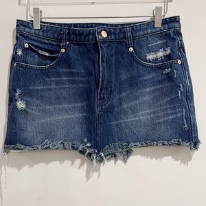 Free People Mini Blue Jean Skirt Size 6